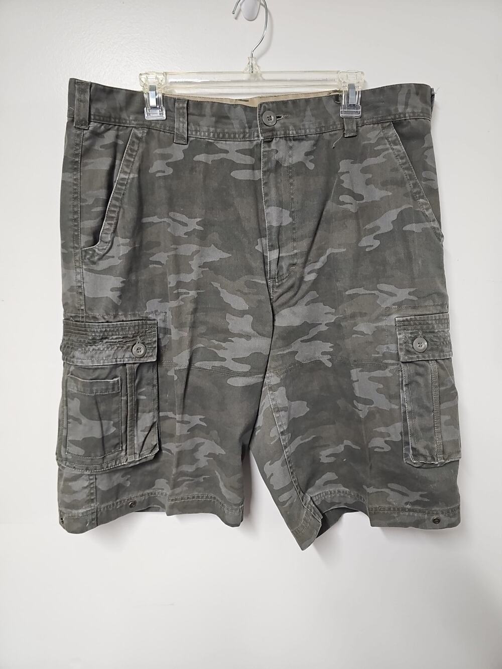 Carbon Cargo Shorts Mens 38 Camo Cotton Outdoor Utility Pockets Baggy Y2k